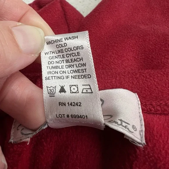 Oscar de La Renta Womans Size Large Red Sweatshirt Velvet Pullover Crew Neck - Picture 8 of 8